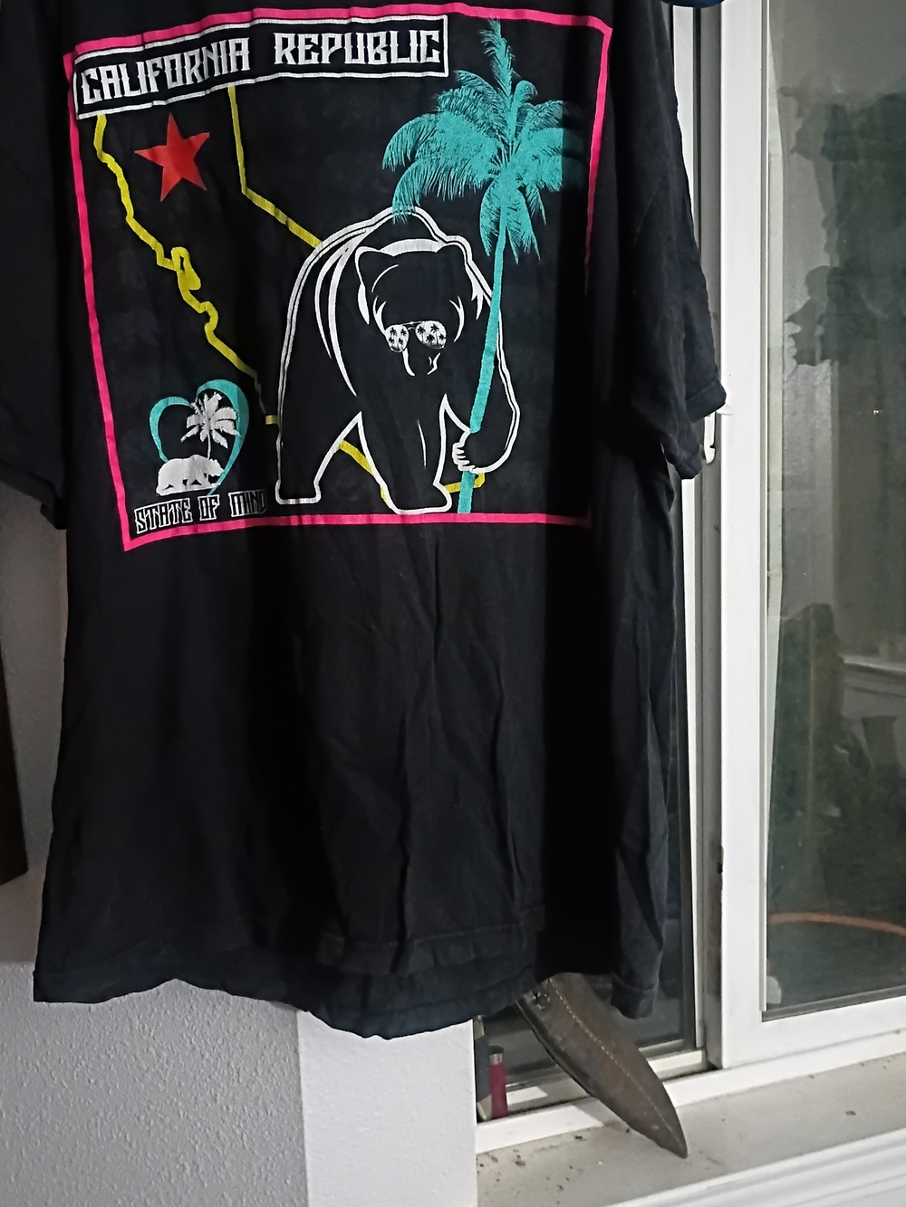 Alstyle Black Graphic Tee with Pink and White Accents